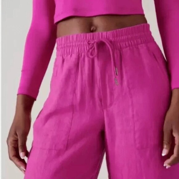 ATHLETA RETREAT WIDE LEG LINEN PANTS PANT RESORT VACATION PINK XXS PETITE - Picture 8 of 15